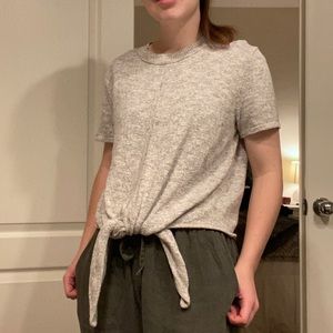 Madewell Cream Crew Neck with Ties in Front